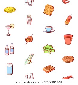 Various images set. Background for printing, design, web. Usable as icons. Seamless. Colored.