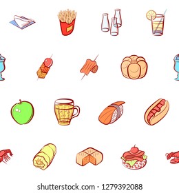 Various images set. Background for printing, design, web. Usable as icons. Seamless. Colored.
