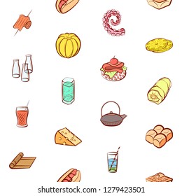 Various images set. Background for printing, design, web. Usable as icons. Seamless. Colored.