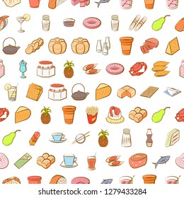 Various images set. Background for printing, design, web. Usable as icons. Seamless. Colored.