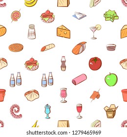 Various images set. Background for printing, design, web. Usable as icons. Seamless. Colored.