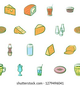 Various images set. Background for printing, design, web. Usable as icons. Seamless. Colored.
