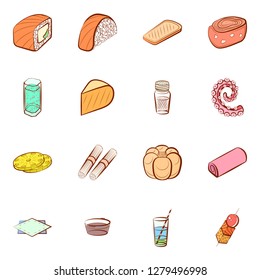 Various images set. Background for printing, design, web. Usable as icons. Colored.