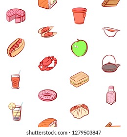 Various images set. Background for printing, design, web. Usable as icons. Seamless. Colored.