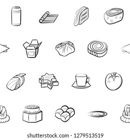 Various images set. Background for printing, design, web. Usable as icons. Seamless. Monochrome binary, black and white.