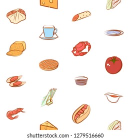 Various images set. Background for printing, design, web. Usable as icons. Seamless. Colored.