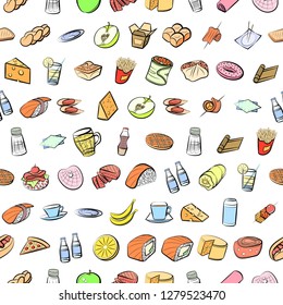 Various images set. Background for printing, design, web. Usable as icons. Seamless. Colored.