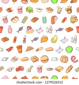 Various images set. Background for printing, design, web. Usable as icons. Seamless. Colored.