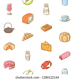 Various images set. Background for printing, design, web. Usable as icons. Seamless. Colored.