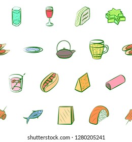 Various images set. Background for printing, design, web. Usable as icons. Seamless. Colored.