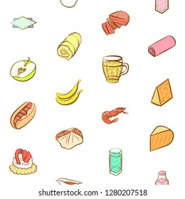 Various images set. Background for printing, design, web. Usable as icons. Seamless. Colored.