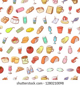 Various images set. Background for printing, design, web. Usable as icons. Seamless. Colored.