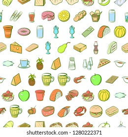 Various images set. Background for printing, design, web. Usable as icons. Seamless. Colored.