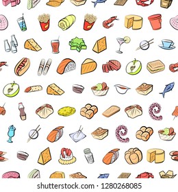 Various images set. Background for printing, design, web. Usable as icons. Seamless. Colored.
