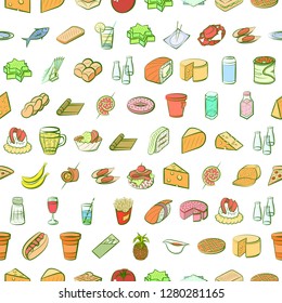 Various images set. Background for printing, design, web. Usable as icons. Seamless. Colored.