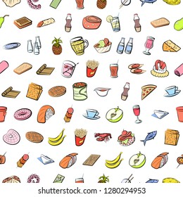Various images set. Background for printing, design, web. Usable as icons. Seamless. Colored.