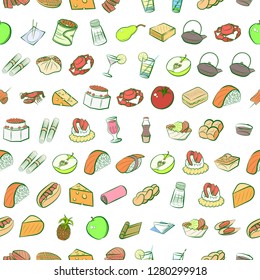 Various images set. Background for printing, design, web. Usable as icons. Seamless. Colored.