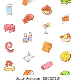 Various images set. Background for printing, design, web. Usable as icons. Seamless. Colored.