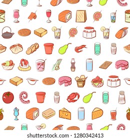 Various images set. Background for printing, design, web. Usable as icons. Seamless. Colored.