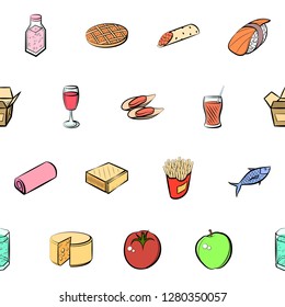 Various images set. Background for printing, design, web. Usable as icons. Seamless. Colored.