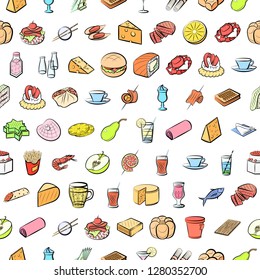 Various images set. Background for printing, design, web. Usable as icons. Seamless. Colored.