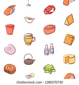 Various images set. Background for printing, design, web. Usable as icons. Seamless. Colored.