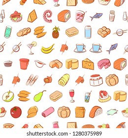 Various images set. Background for printing, design, web. Usable as icons. Seamless. Colored.