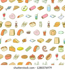 Various images set. Background for printing, design, web. Usable as icons. Seamless. Colored.