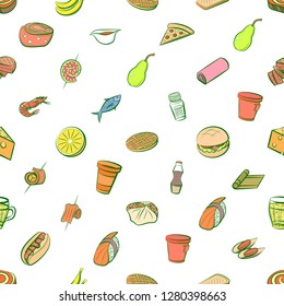 Various images set. Background for printing, design, web. Usable as icons. Seamless. Colored.