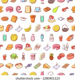 Various images set. Background for printing, design, web. Usable as icons. Seamless. Colored.