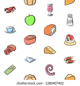 Various images set. Background for printing, design, web. Usable as icons. Seamless. Colored.