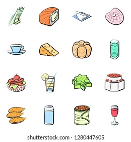Various images set. Background for printing, design, web. Usable as icons. Colored.