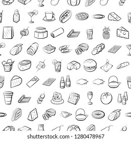Various images set. Background for printing, design, web. Usable as icons. Seamless. Monochrome binary, black and white.