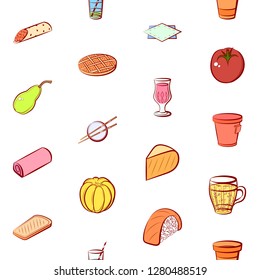 Various images set. Background for printing, design, web. Usable as icons. Seamless. Colored.