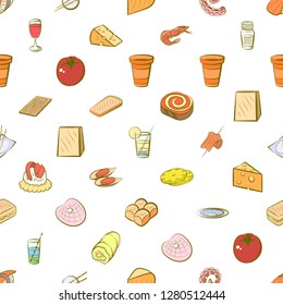 Various images set. Background for printing, design, web. Usable as icons. Seamless. Colored.