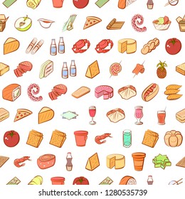 Various images set. Background for printing, design, web. Usable as icons. Seamless. Colored.