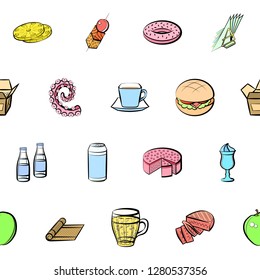 Various images set. Background for printing, design, web. Usable as icons. Seamless. Colored.