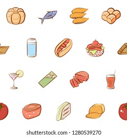 Various images set. Background for printing, design, web. Usable as icons. Seamless. Colored.
