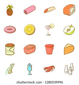 Various images set. Background for printing, design, web. Usable as icons. Colored.