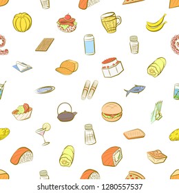 Various images set. Background for printing, design, web. Usable as icons. Seamless. Colored.