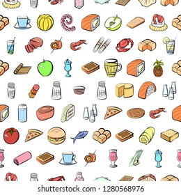 Various images set. Background for printing, design, web. Usable as icons. Seamless. Colored.