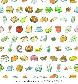 Various images set. Background for printing, design, web. Usable as icons. Seamless. Colored.