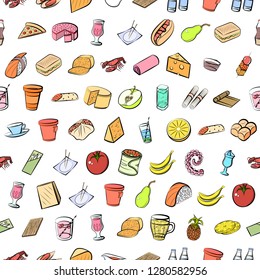 Various images set. Background for printing, design, web. Usable as icons. Seamless. Colored.
