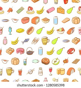 Various images set. Background for printing, design, web. Usable as icons. Seamless. Colored.