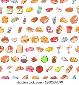 Various images set. Background for printing, design, web. Usable as icons. Seamless. Colored.