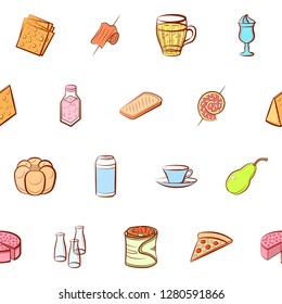 Various images set. Background for printing, design, web. Usable as icons. Seamless. Colored.