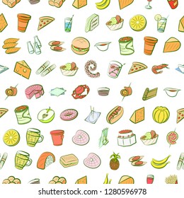Various images set. Background for printing, design, web. Usable as icons. Seamless. Colored.
