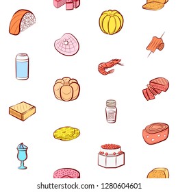 Various images set. Background for printing, design, web. Usable as icons. Seamless. Colored.