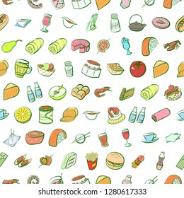 Various images set. Background for printing, design, web. Usable as icons. Seamless. Colored.