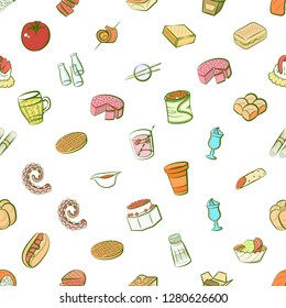 Various images set. Background for printing, design, web. Usable as icons. Seamless. Colored.